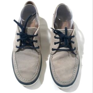 Lacoste Sevrin Suede Leather Lace Up Gray & Blue Size 7 Sneakers Shoes